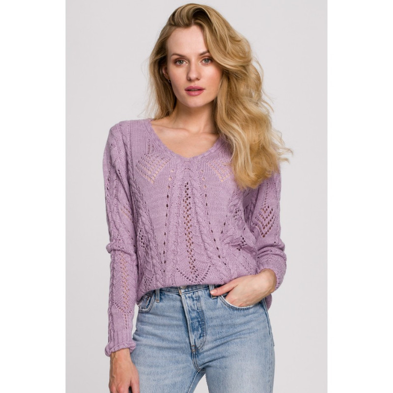 K106 Openwork short sweater - lilac