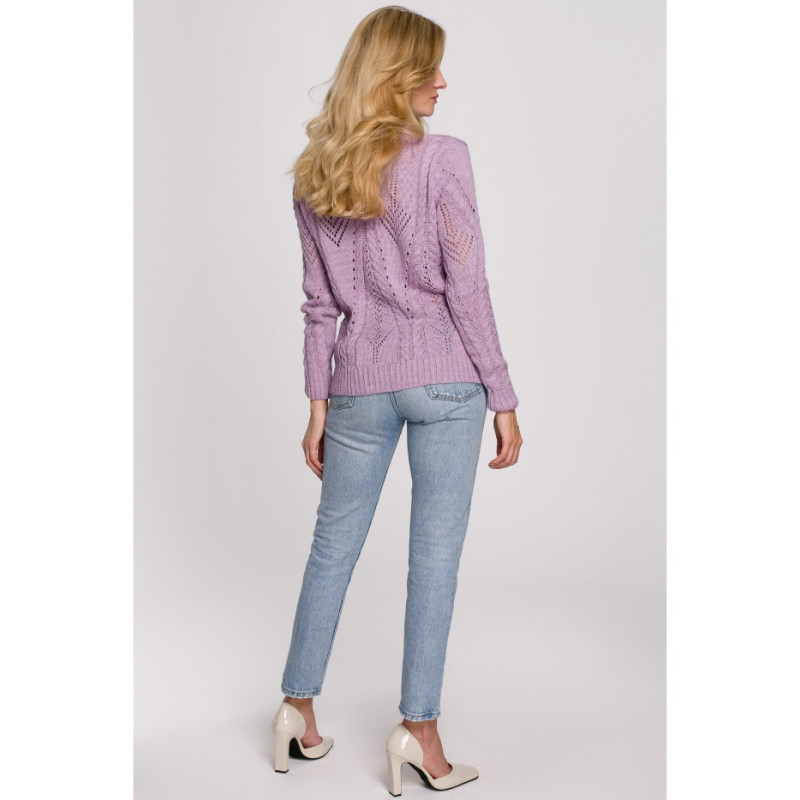 K106 Openwork short sweater - lilac