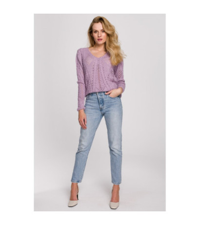 K106 Openwork short sweater - lilac