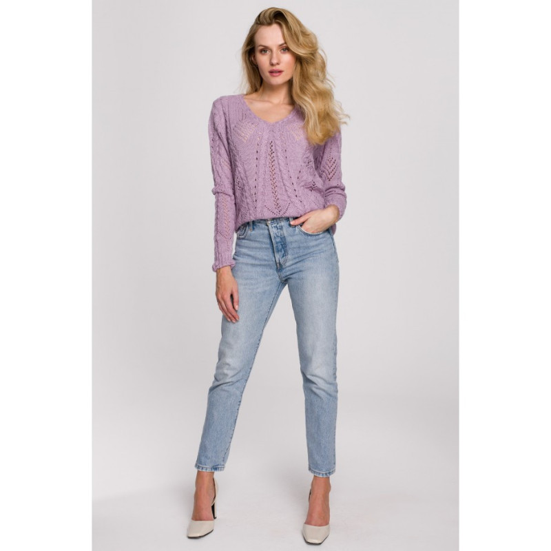 K106 Openwork short sweater - lilac