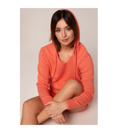 BK064 Sweater with hood and kangaroo pocket - coral