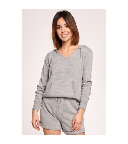 BK064 Sweater with hood and kangaroo pocket - gray