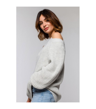 BK069 Sweater with cutouts on shoulders - ashen