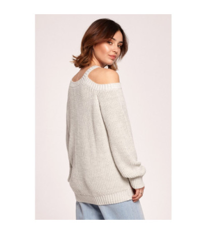 BK069 Sweater with cutouts on shoulders - ashen