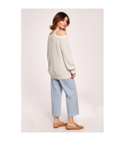 BK069 Sweater with cutouts on shoulders - ashen