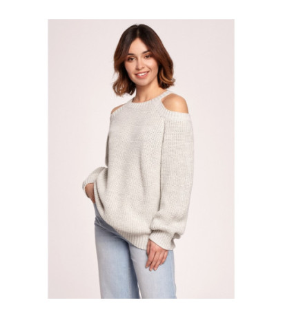 BK069 Sweater with cutouts on shoulders - ashen