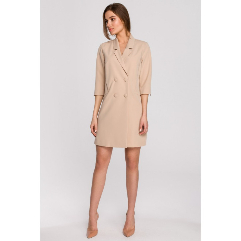 S254 Jacket dress with belt - beige