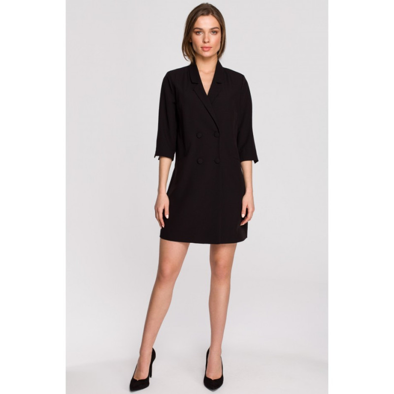 S254 Jacket dress with belt - black