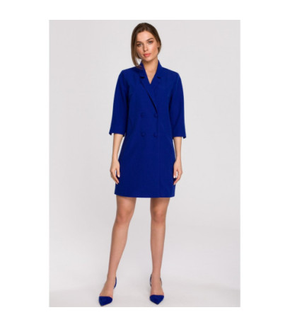 S254 Jacket dress with belt - cornflower blue