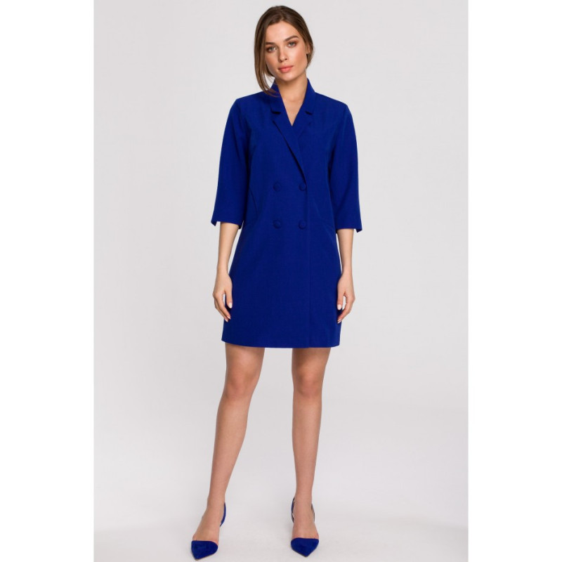 S254 Jacket dress with belt - cornflower blue