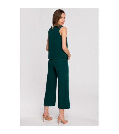 S256 Trousers with wide legs of 7/8 length - green