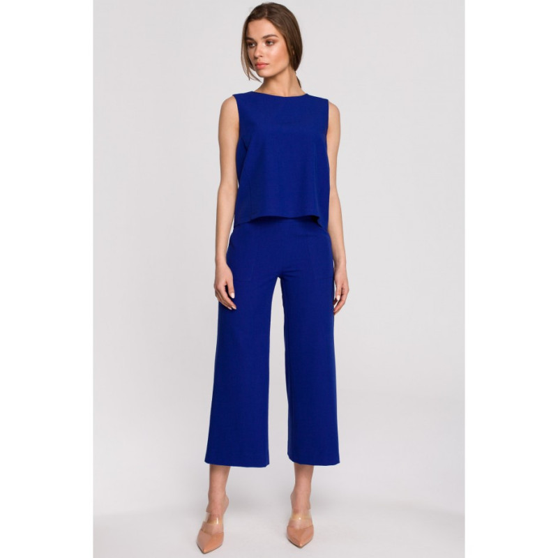 S256 Trousers with wide legs of 7/8 length - cornflower