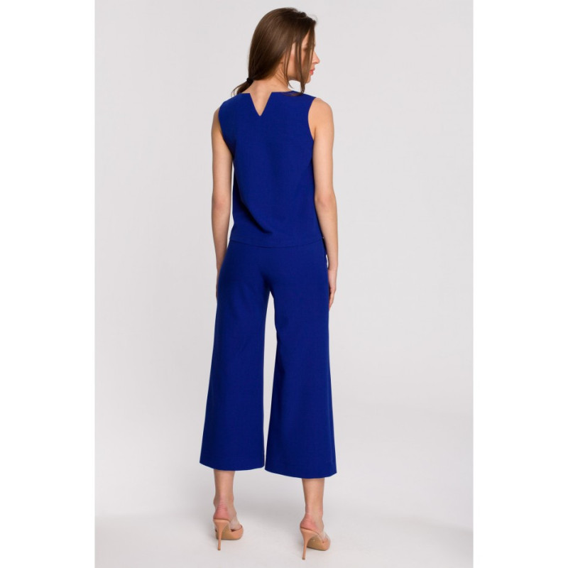 S256 Trousers with wide legs of 7/8 length - cornflower