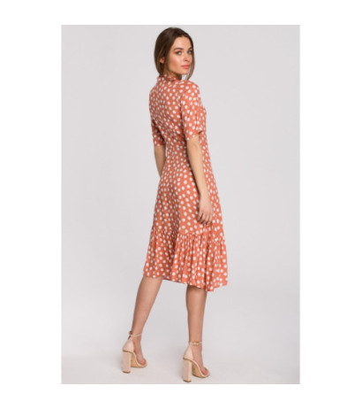 S263 Dress with collar and ruffle at the bottom - salmon