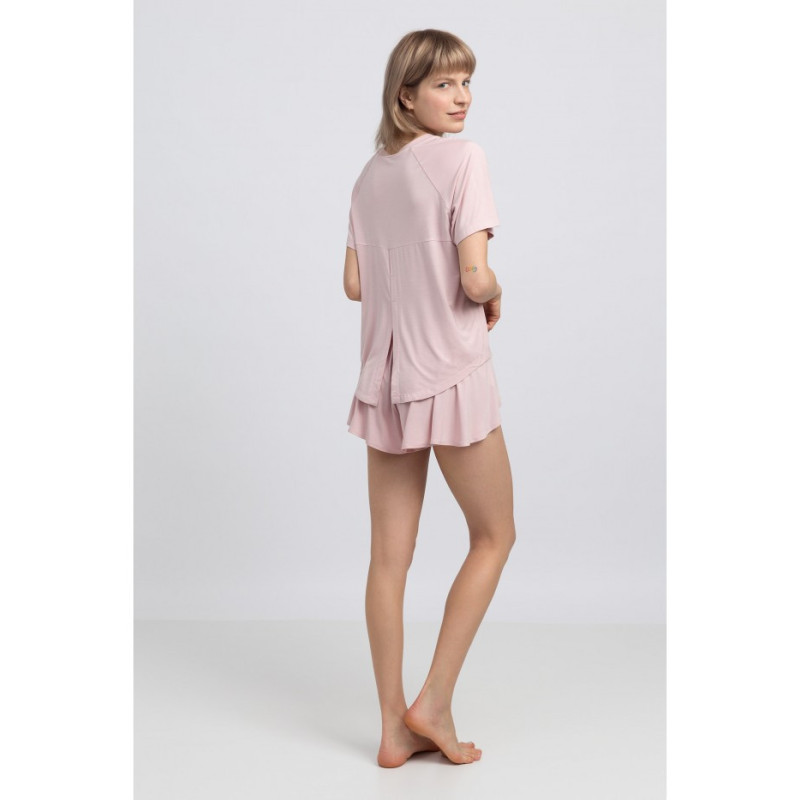 LA044 Viscose sleep blouse with slit - pink