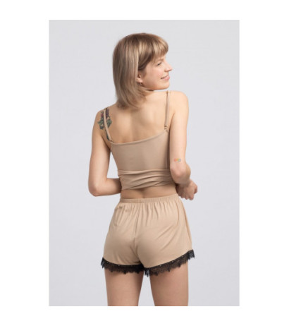 LA049 Viscose sleep shorts with lace - cappuccino