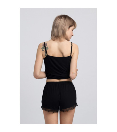 LA049 Viscose sleep shorts with lace - black