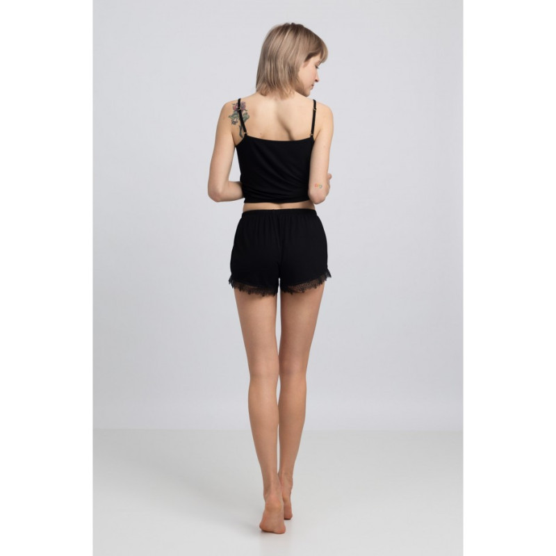 LA049 Viscose sleep shorts with lace - black