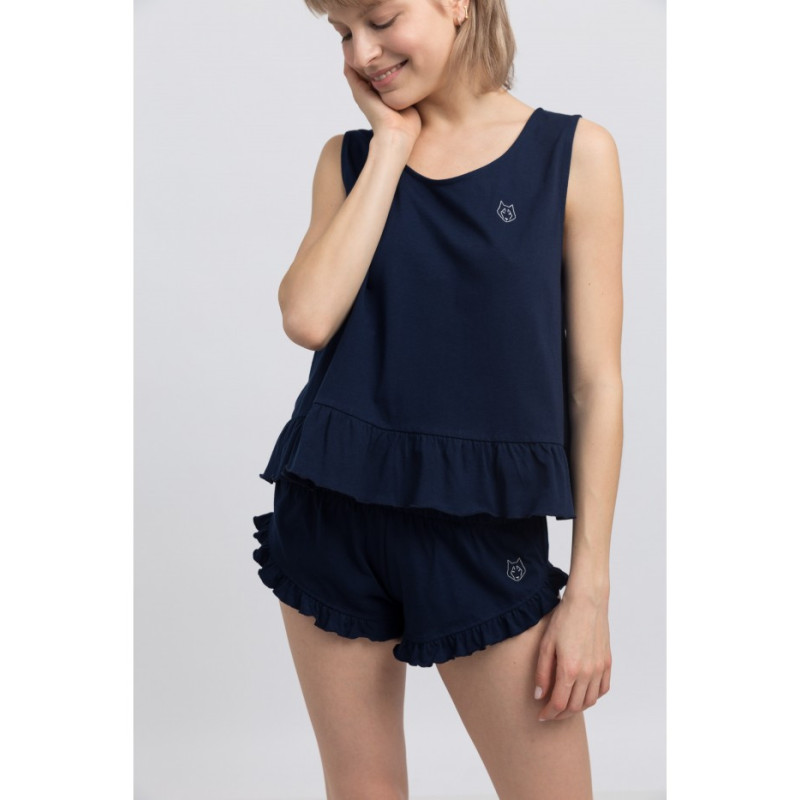 LA051 Cotton sleep shorts - navy blue