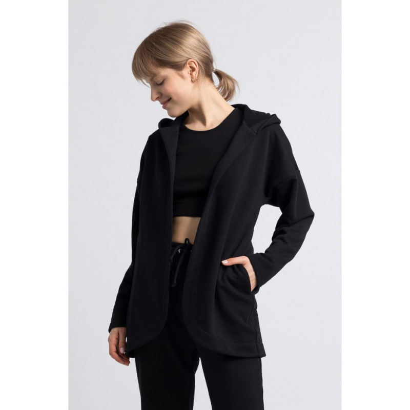 LA058 Unbuttoned hooded sweatshirt - black