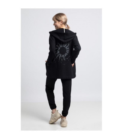 LA058 Unbuttoned hooded sweatshirt - black