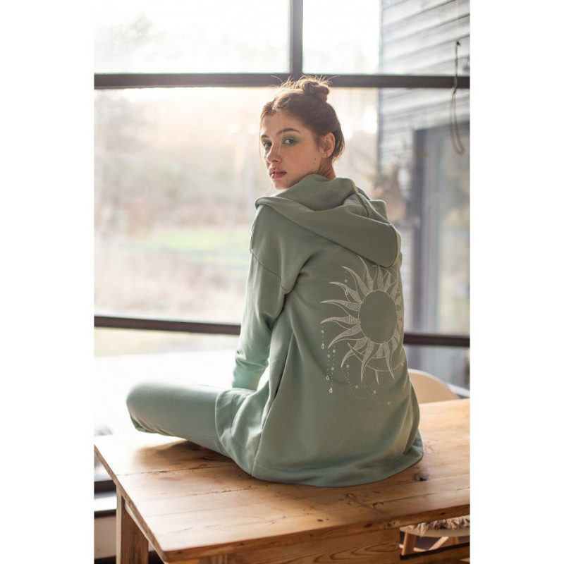 LA058 Unbuttoned hooded sweatshirt - mint