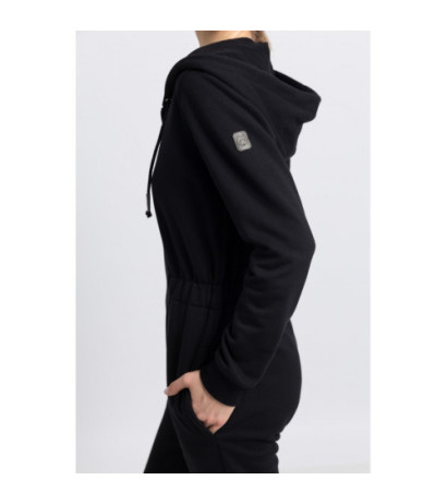 LA059 Jumpsuit with hood and zipper - black