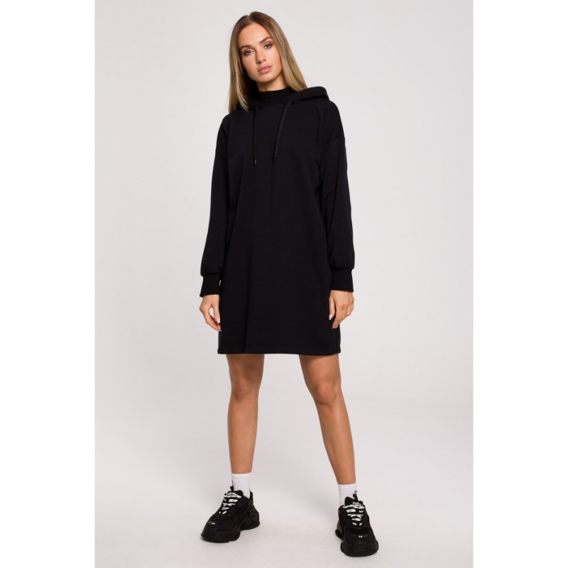 M615 Turtleneck and hooded dress - black