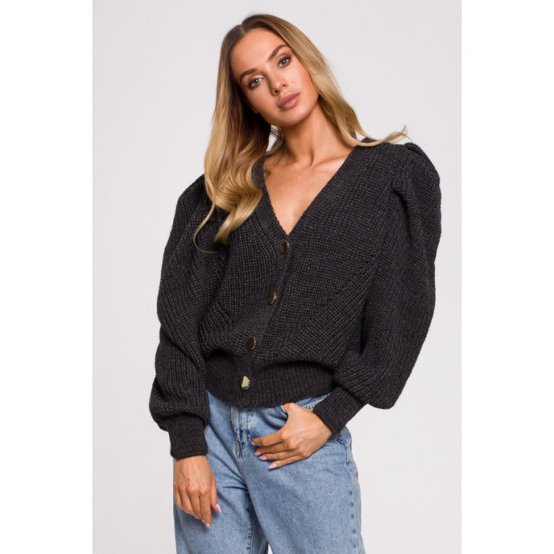 M629 Short cardigan with buffets - graphite