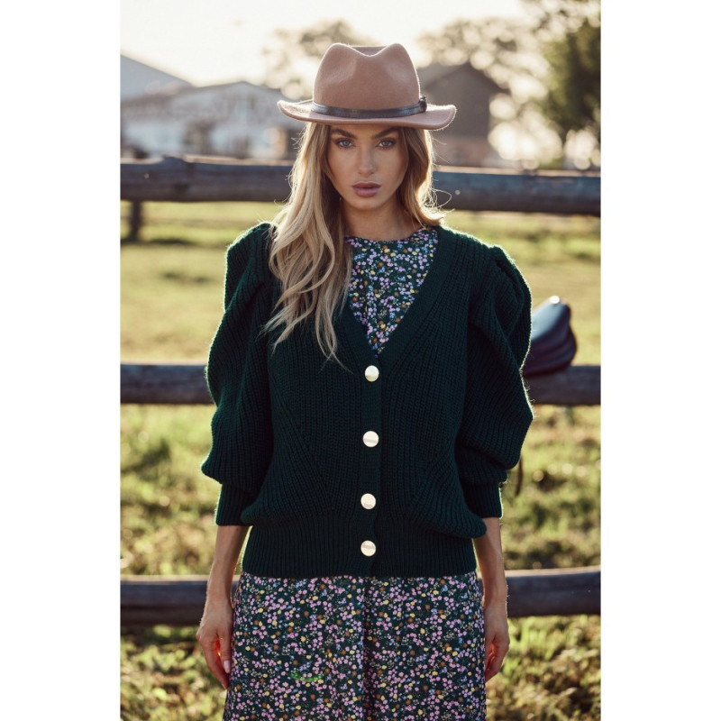 M629 Short cardigan with buffets - green