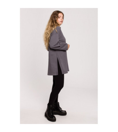 B201 Tunic blouse with zipper and struts - anthracite