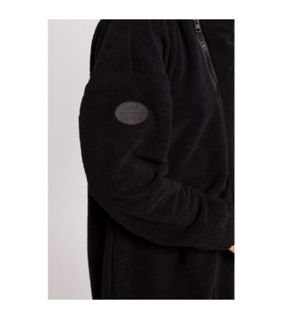 B203 Tunic sweatshirt with collar and hood - black