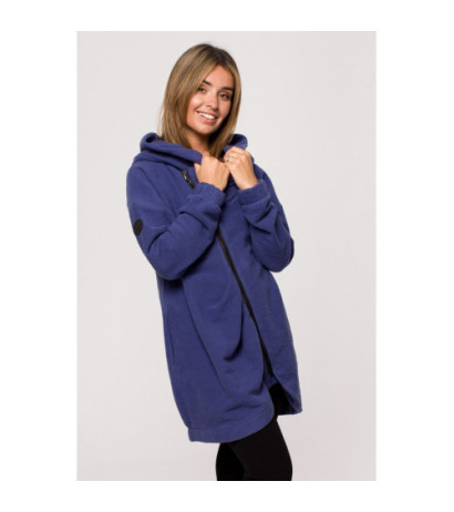 B203 Tunic blouse with collar and hood - indigo