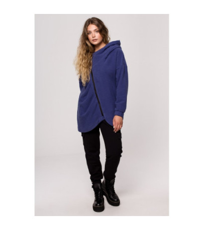 B203 Tunic blouse with collar and hood - indigo