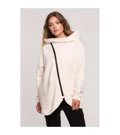 B203 Tunic blouse with collar and hood - vanilla