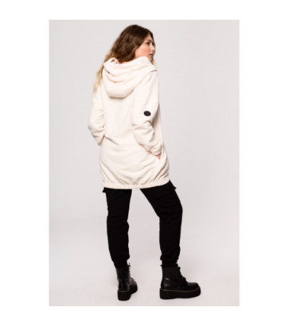 B203 Tunic blouse with collar and hood - vanilla