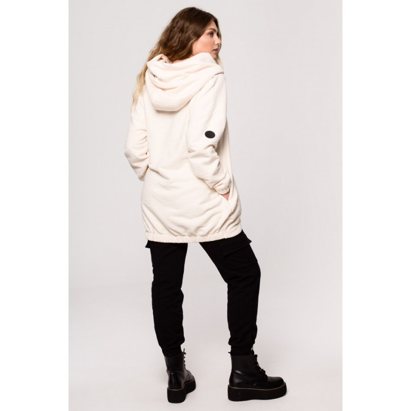 B203 Tunic blouse with collar and hood - vanilla