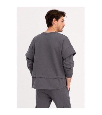 B205 UNISEX blouse with layered sleeves - anthracite