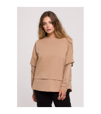 B205 UNISEX blouse with layered sleeves - walnut