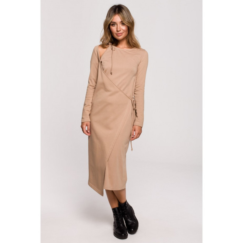 B206 Layer dress with tie - walnut