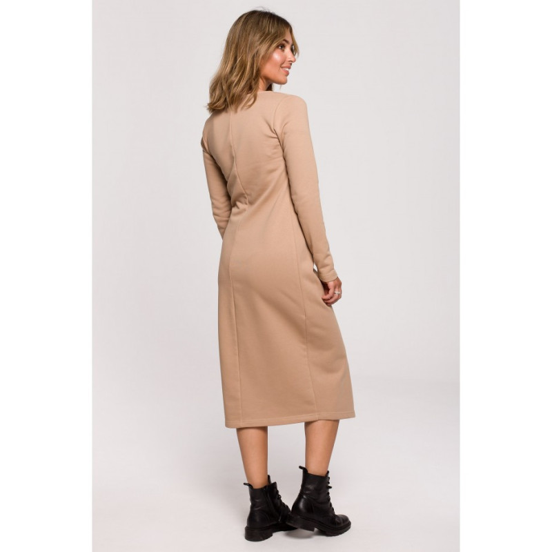 B206 Layer dress with tie - walnut