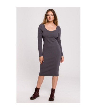 B207 Ribbed knit midi dress - anthracite