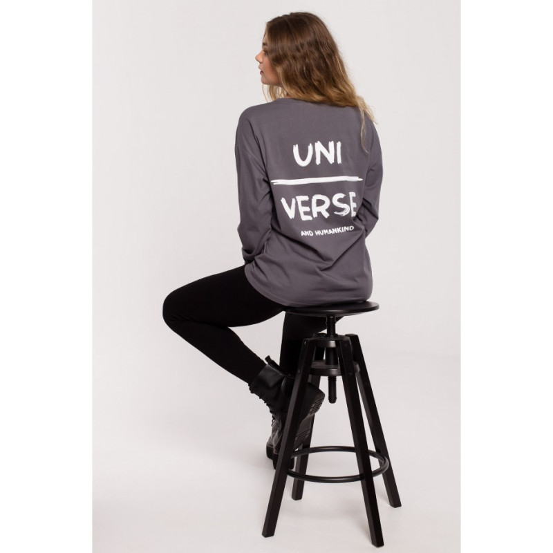 B212 UNISEX printed longsleeve- anthracite