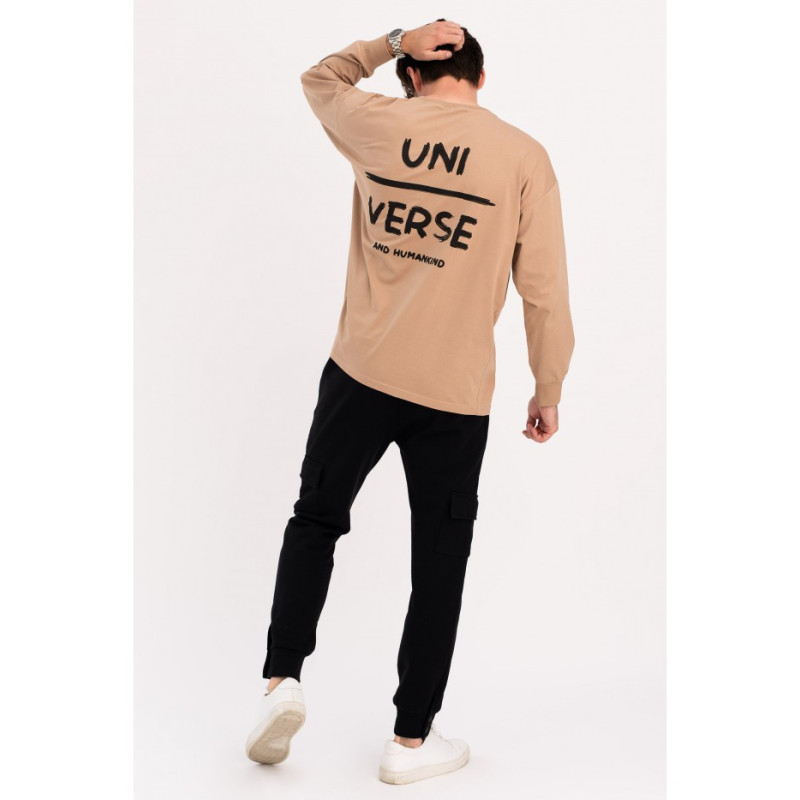 B212 UNISEX printed longsleeve - walnut