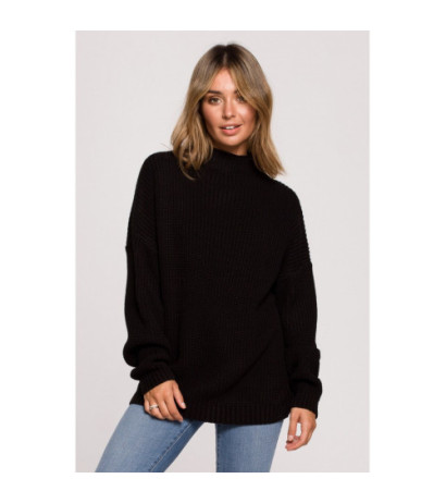 BK078 Sweater with half turtleneck - black