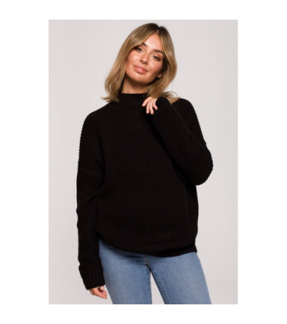 BK078 Sweater with half turtleneck - black