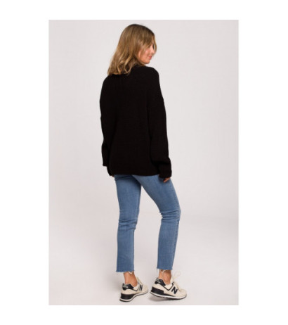 BK078 Sweater with half turtleneck - black