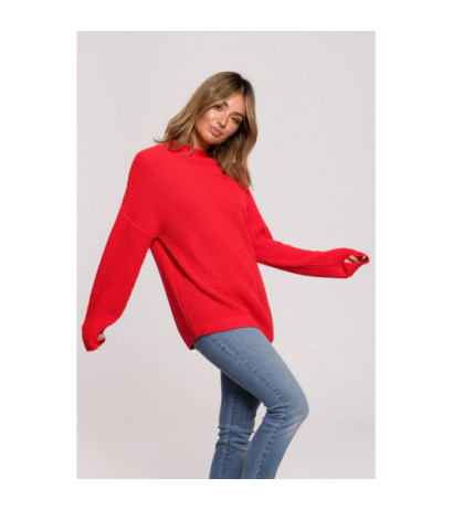 BK078 Sweater with half turtleneck - red