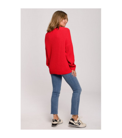 BK078 Sweater with half turtleneck - red