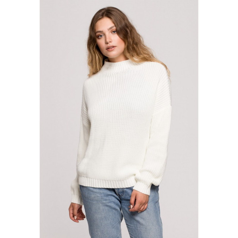 BK078 Sweater with half turtleneck - ecru